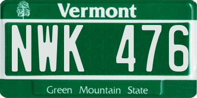 VT license plate NWK476