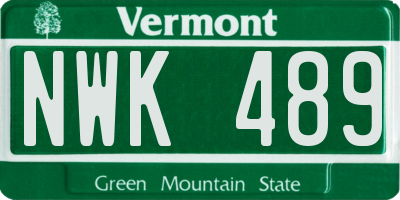 VT license plate NWK489
