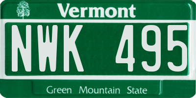 VT license plate NWK495