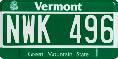 VT license plate NWK496