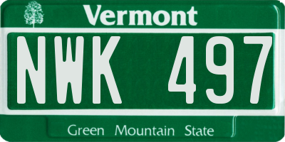 VT license plate NWK497