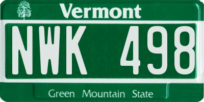 VT license plate NWK498