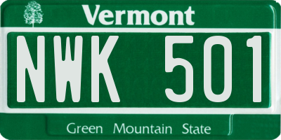 VT license plate NWK501
