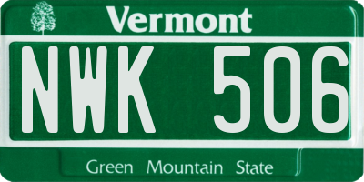 VT license plate NWK506