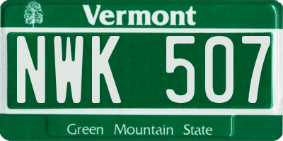 VT license plate NWK507