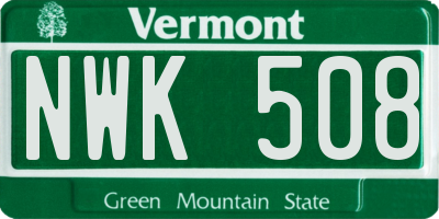 VT license plate NWK508