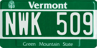 VT license plate NWK509