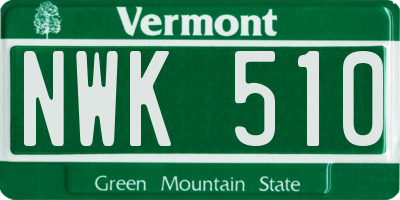 VT license plate NWK510