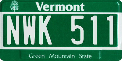 VT license plate NWK511