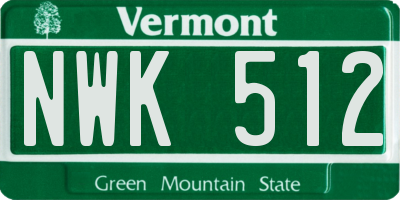 VT license plate NWK512