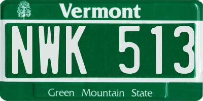 VT license plate NWK513