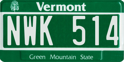 VT license plate NWK514