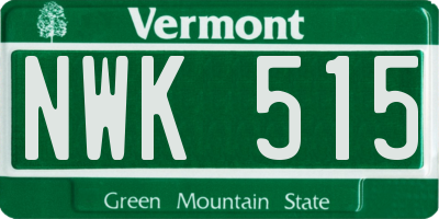 VT license plate NWK515
