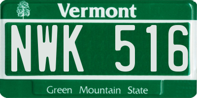 VT license plate NWK516