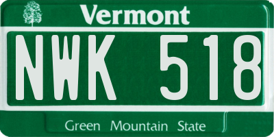 VT license plate NWK518