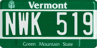 VT license plate NWK519