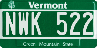 VT license plate NWK522