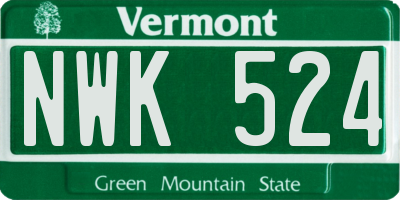 VT license plate NWK524