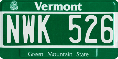 VT license plate NWK526