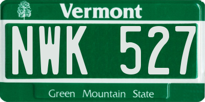 VT license plate NWK527