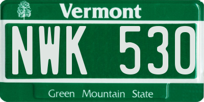 VT license plate NWK530
