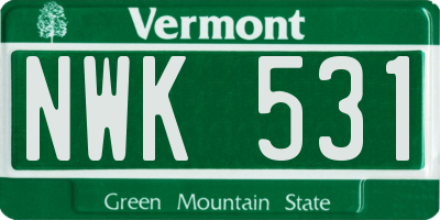 VT license plate NWK531