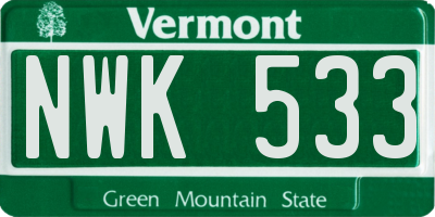 VT license plate NWK533