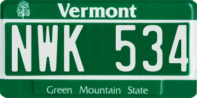 VT license plate NWK534