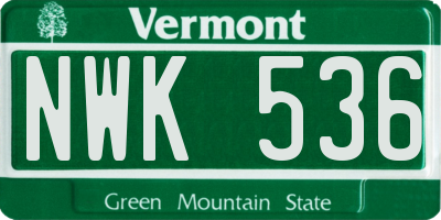 VT license plate NWK536