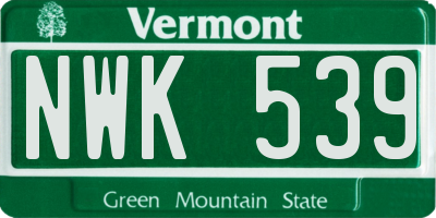 VT license plate NWK539