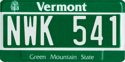VT license plate NWK541