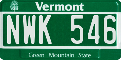 VT license plate NWK546