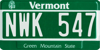 VT license plate NWK547