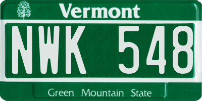 VT license plate NWK548