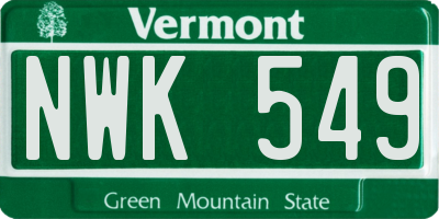 VT license plate NWK549
