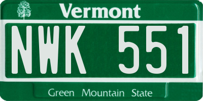 VT license plate NWK551