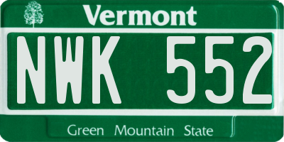 VT license plate NWK552