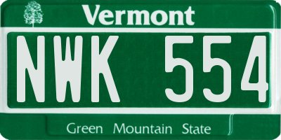 VT license plate NWK554