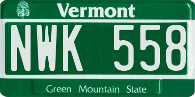 VT license plate NWK558