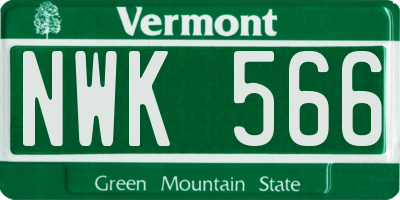 VT license plate NWK566