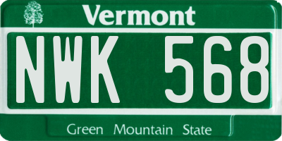 VT license plate NWK568