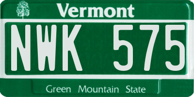 VT license plate NWK575