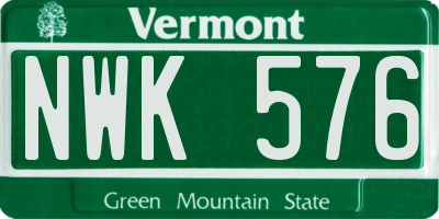 VT license plate NWK576