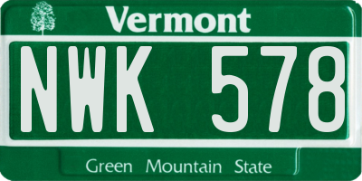 VT license plate NWK578