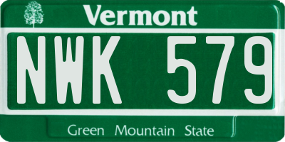 VT license plate NWK579
