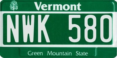 VT license plate NWK580