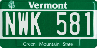 VT license plate NWK581