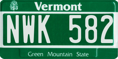 VT license plate NWK582