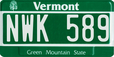 VT license plate NWK589
