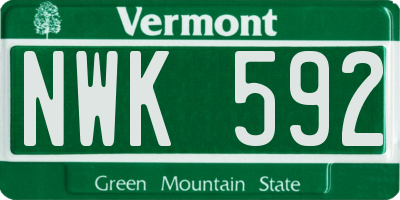 VT license plate NWK592